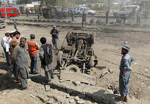 un'immagine dell'attentato di questa mattina a Kabul 